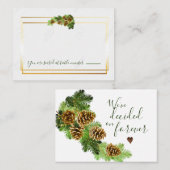 Winter Pine Tree & Pine Cones Hochzeit Platzkarte (Vorne/Hinten)