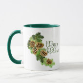 Winter Pine Tree & Pine Cones Hochzeit Tasse (Links)