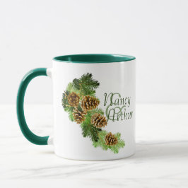Winter Pine Tree & Pine Cones Hochzeit Tasse