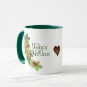 Winter Pine Tree & Pine Cones Hochzeit Tasse (Vorderseite Links)