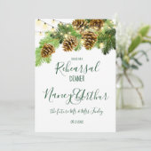 Winter Pine Tree & Pine Cones Probe Abendessen Einladung (Stehend Vorderseite)