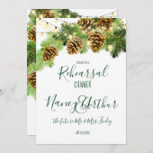 Winter Pine Tree & Pine Cones Probe Abendessen Einladung (Vorne/Hinten)