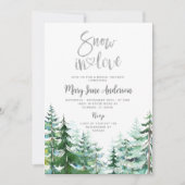 Winter Pine Tree Schnee in Liebe Brautparty Einladung (Vorderseite)