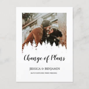 Winter Pine Tree Script Foto Änderung der Pläne Einladungspostkarte