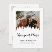 Winter Pine Tree Script Foto Änderung von Plänen Einladungspostkarte (Vorne/Hinten)