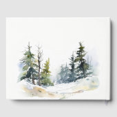 Winter Pine Tree Snow Landschaft Wasserfarbene Hoc Gästebuch (Rückseite)