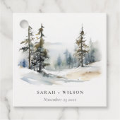 Winter Pine Tree Snow Landschaft Wasserfarbene Hoc Geschenkanhänger (Vorderseite)