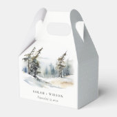 Winter Pine Tree Snow Landschaft Wasserfarbene Hoc Geschenkschachtel (Rückseite)