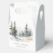 Winter Pine Tree Snow Landschaft Wasserfarbene Hoc Geschenkschachtel (Geöffnet)