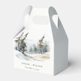 Winter Pine Tree Snow Landschaft Wasserfarbene Hoc Geschenkschachtel