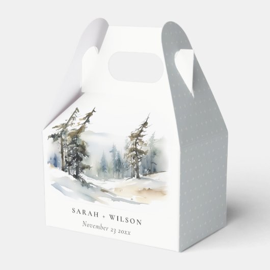 Winter Pine Tree Snow Landschaft Wasserfarbene Hoc Geschenkschachtel (Vorderseite)
