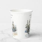 Winter Pine Tree Snow Landschaft Wasserfarbene Hoc Pappbecher (Rechts)