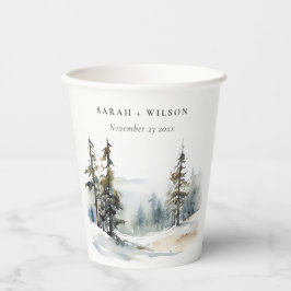 Winter Pine Tree Snow Landschaft Wasserfarbene Hoc Pappbecher