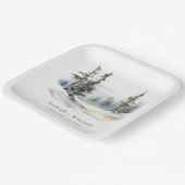 Winter Pine Tree Snow Landschaft Wasserfarbene Hoc Pappteller (Gewinkelt)