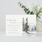 Winter Pine Tree Snow Landschaft Wasserfarbene Hoc RSVP Karte (Stehend Vorderseite)