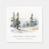 Winter Pine Tree Snow Landschaft Wasserfarbene Hoc Serviette (Vorderseite)