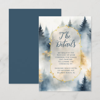 Winter Pine Tree Wald Rustikale Hochzeit Details Begleitkarte