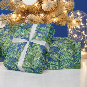 Winter Pine Tree Wasserfarbe Handgemalt Geschenkpapier