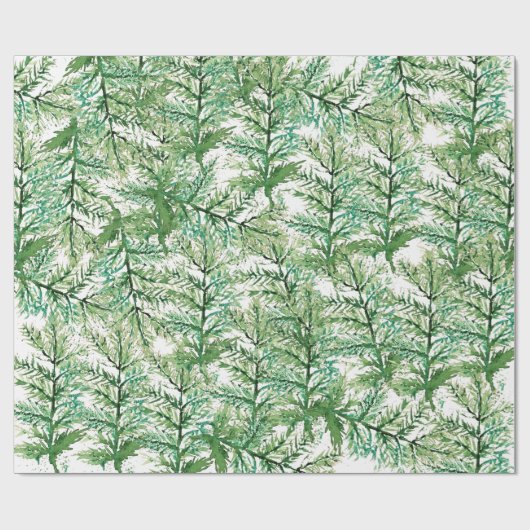 Winter Pine Tree Wasserfarbe Handgemalt Geschenkpapier (Flach)