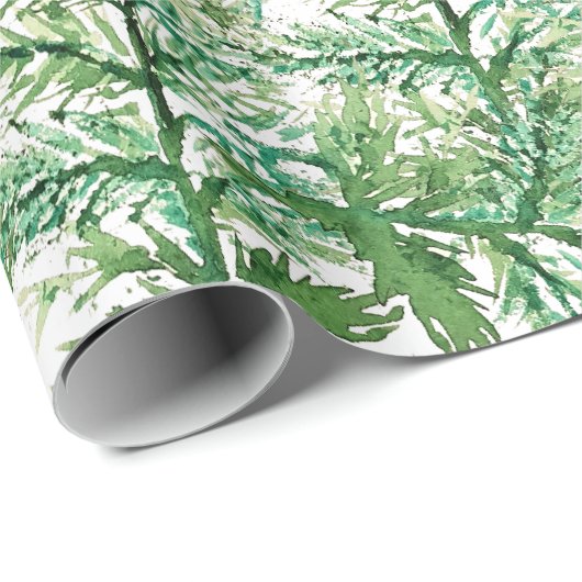 Winter Pine Tree Wasserfarbe Handgemalt Geschenkpapier (Rolleneckpunkt)