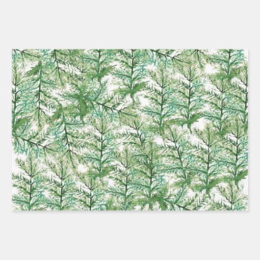 Winter Pine Tree Wasserfarbe Handgemalt Geschenkpapier Set (Vorderseite 2)