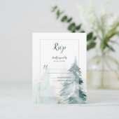 Winter Pine Tree Wedding RSVP Postkarte (Stehend Vorderseite)