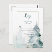 Winter Pine Tree Wedding RSVP Postkarte (Vorne/Hinten)