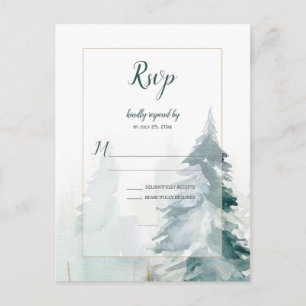 Winter Pine Tree Wedding RSVP Postkarte