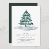 Winter Pine Tree Weihnachtscocktail Einladung (Vorne/Hinten)