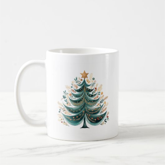 Winter Pine Tree Weihnachtskaffee Tasse (Links)