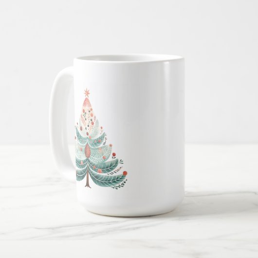 Winter Pine Tree Weihnachtskaffee Tasse (Vorderseite Links)