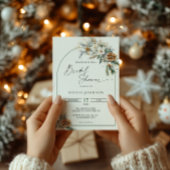 Winter Pine Tree Weißer Blumenstrauß Brautparty Einladung