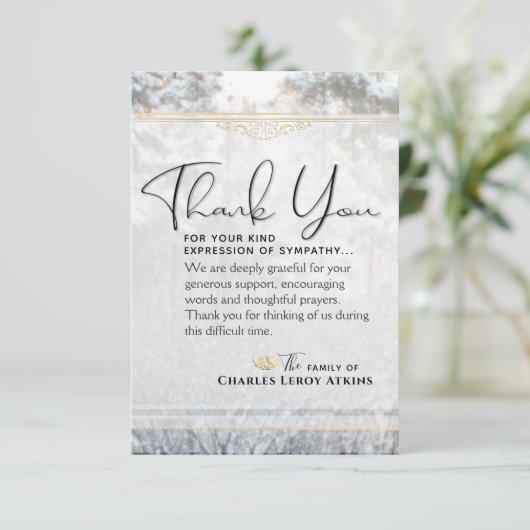 Winter Pine Trees 3.5x5 Beileid Danke Karte (Stehend Vorderseite)