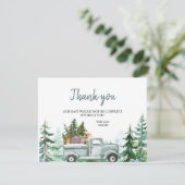 Winter Pine Trees Animals Truck Danke Karte (Stehend Vorderseite)
