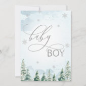 Winter Pine Trees Baby Boy Baby Shower Einladung (Rückseite)