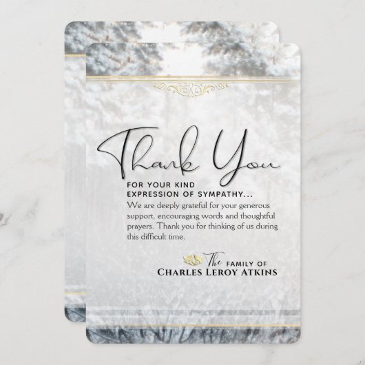 Winter Pine Trees Beileid Danke Karte (Vorne/Hinten)