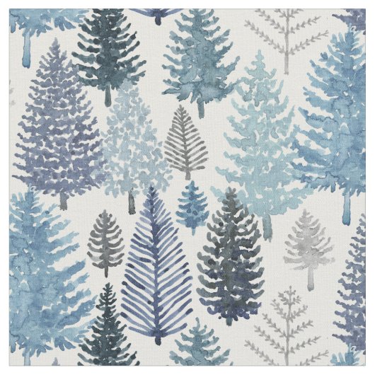 Winter Pine Trees Blue Gray  Stoff (Nahaufnahme)