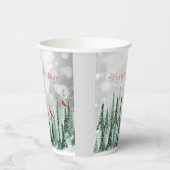 Winter Pine Trees Christmas Red Cardinals Pappbecher (Links)