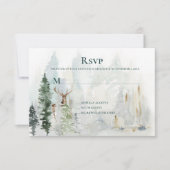 Winter Pine Trees Deer Antlers Snow UAWG RSVP Karte (Vorderseite)