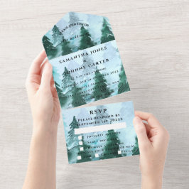 Winter Pine Trees Forest Snow UAWG Wedding All In One Einladung