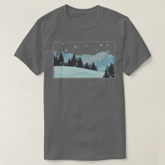 Winter Pine Trees in einem Schneesturm Wintersaiso T-Shirt (Design vorne)