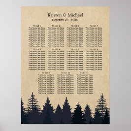 Winter Pine Trees Kraft Hochzeitstabelle Poster