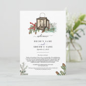 Winter Pine Trees Lantern Hochzeitstag Programm (Stehend Vorderseite)