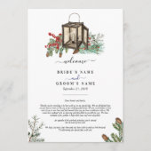 Winter Pine Trees Lantern Hochzeitstag Programm (Vorderseite)