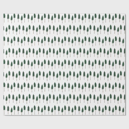 Winter Pine Trees Minimalist Retro Forest Pattern Geschenkpapier (Flach)