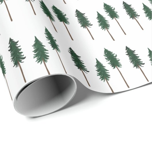Winter Pine Trees Minimalist Retro Forest Pattern Geschenkpapier (Rolleneckpunkt)