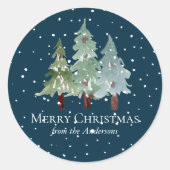 Winter Pine Trees Runder Aufkleber (Vorderseite)
