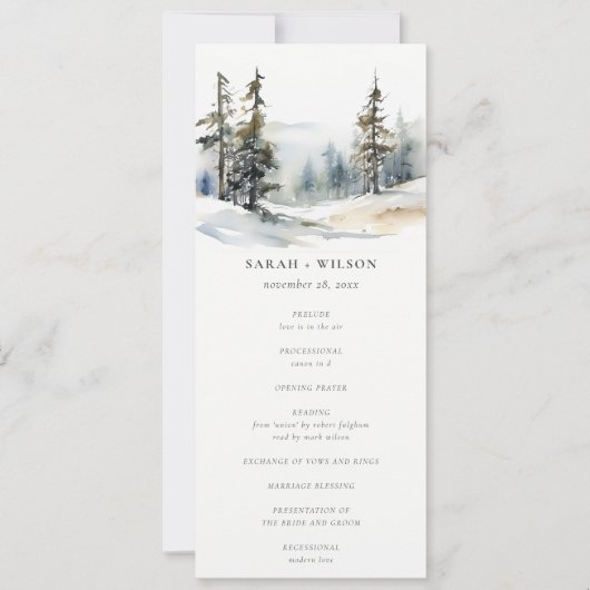 Winter Pine Trees Schnee Landschaft Hochzeit Progr Einladung (Vorderseite)