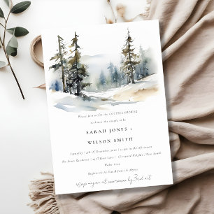 Winter Pine Trees Schnee Landschaft Paare Dusche Einladung
