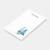 Winter Pine Trees Schwarz-weiß elegant handGezeich Post-it Klebezettel (angewinkelt)